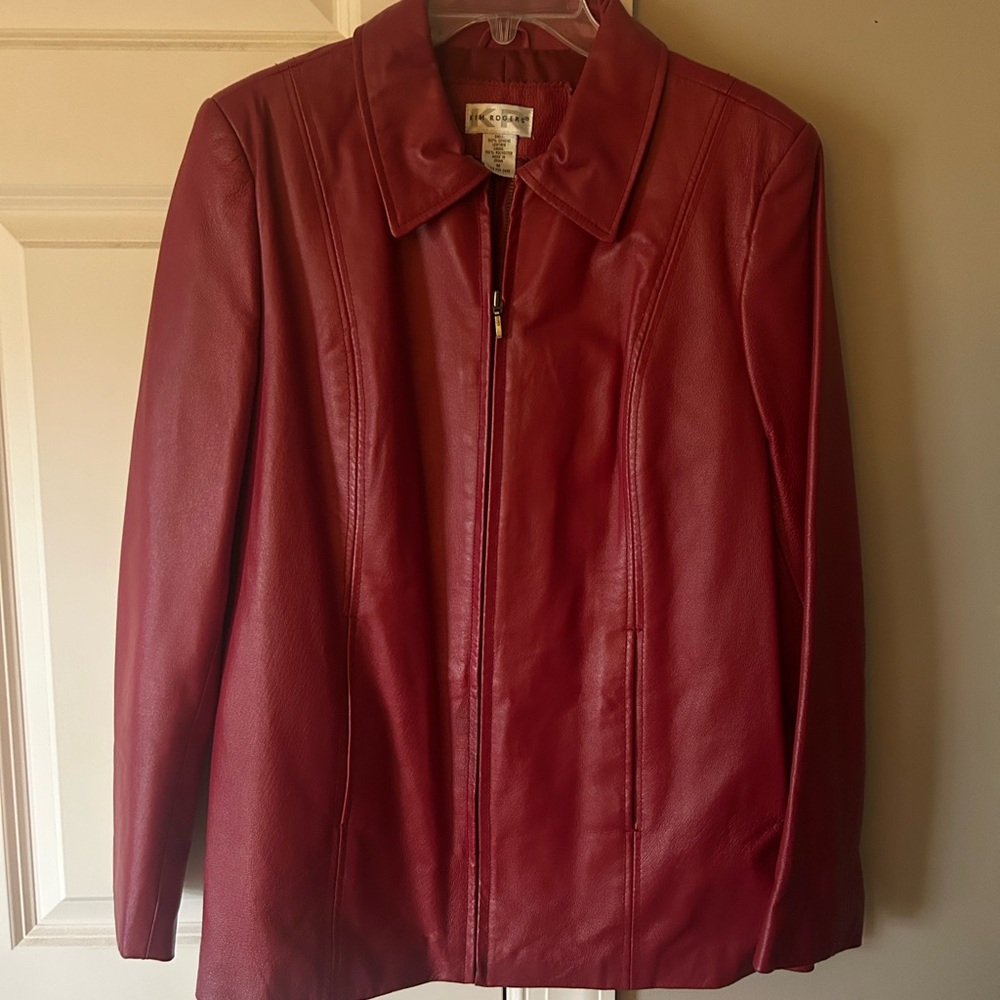 Kim Rogers Red Leather Jacket Classic Style